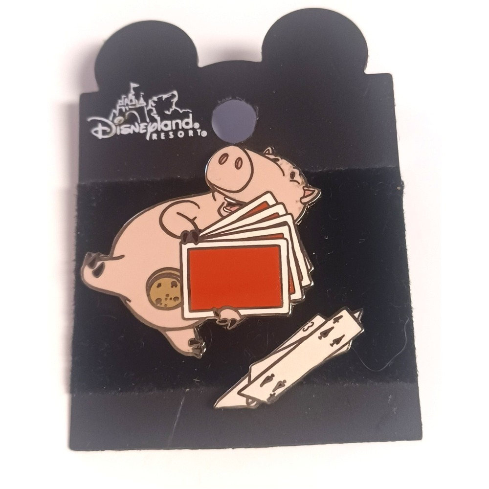 Retired Disneyland Resort Disney Toy Story Hamm Piggy Bank w/ Playing Cards Pin